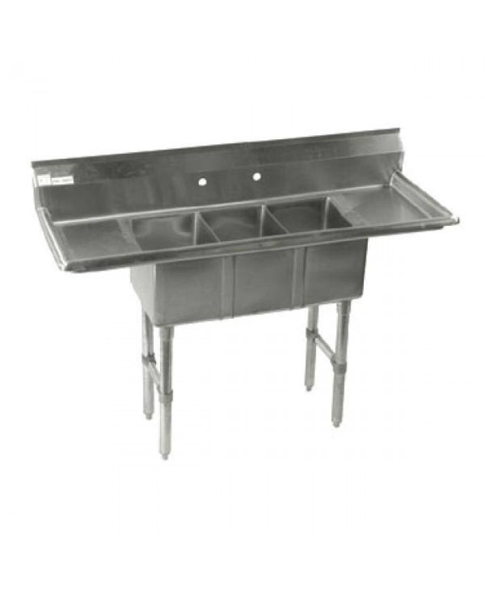 3 Compartments Sink with 2 Drainboards (Compact)